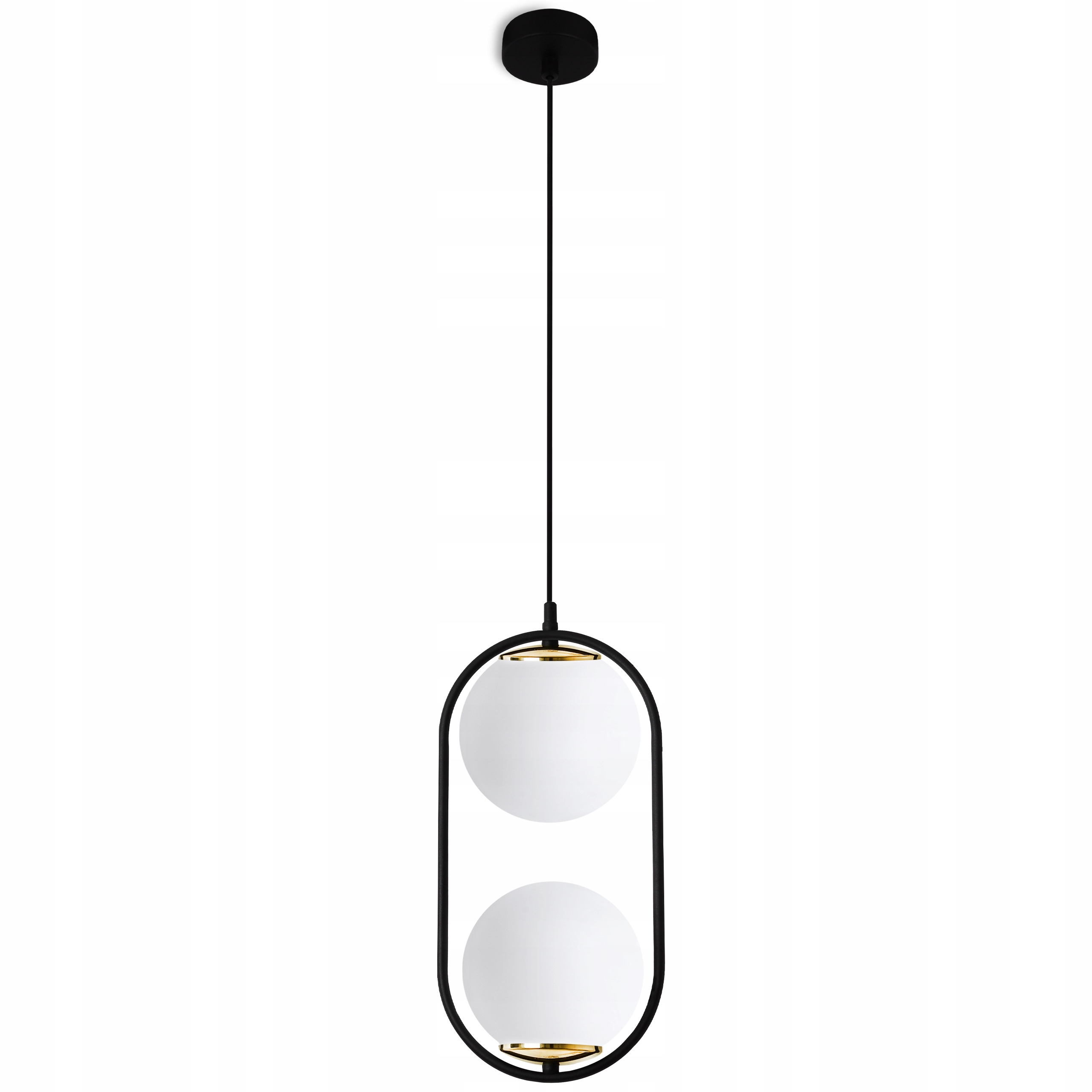 Závěsná Stropní Lampa Lustr Černo-zlatý Bílá Skleněná Koule Glamour E14