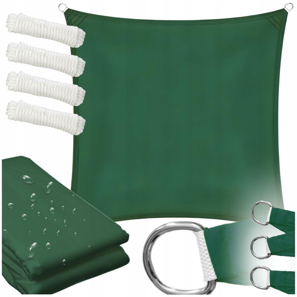 Żagiel wodoodporny daszek plandeka przeciwsłoneczna uv markiza zielona 4x4m