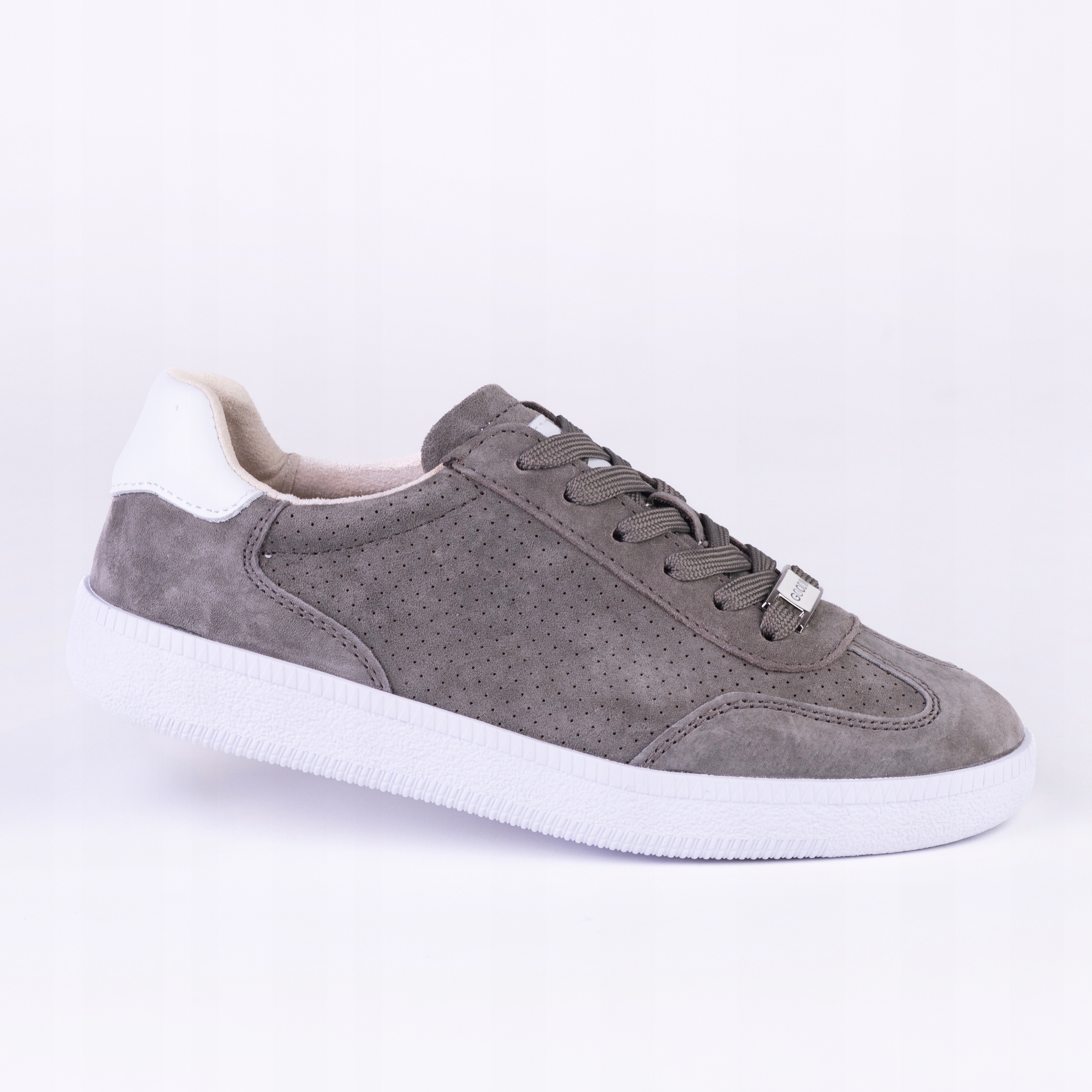 Dámské kožené tenisky Goodin GD-XW-1016 ažurová semišová klasika khaki 41