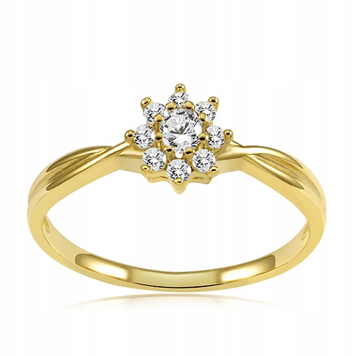 ZŁOTY PIERŚCIONEK ZARĘCZYNOWY 585 14K CYRKONIE R15 Marka Fajngold