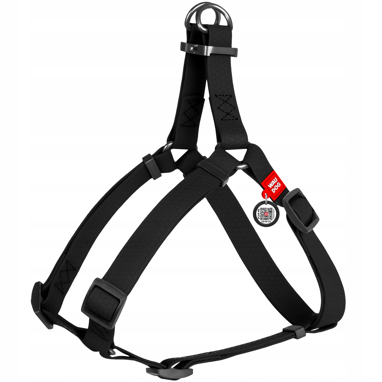Levně Postroj pro psa s Qr pasem, voděodolný, nastavitelný, černý, velikost L