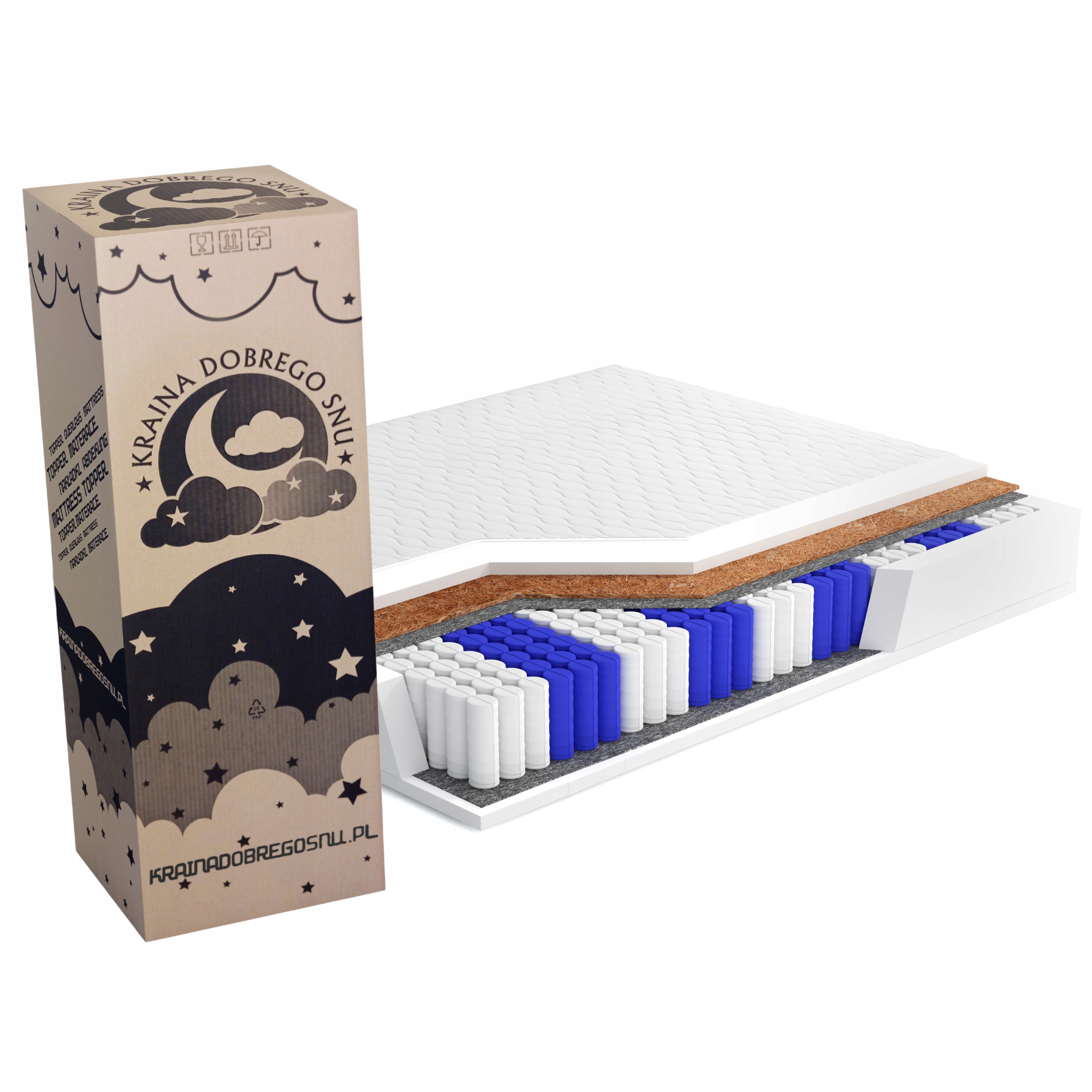 Materac 160x200 Pocket Kieszeniowy Twardy H4 H3 Kokos Kds Solano 18 CM