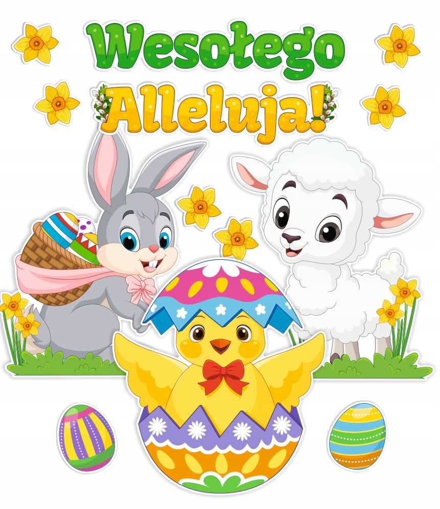 Dekoracja Wielkanocna Wesołego Alleluja ZAJĄCZEK BARANEK PISKLE rozmiar Bohater brak