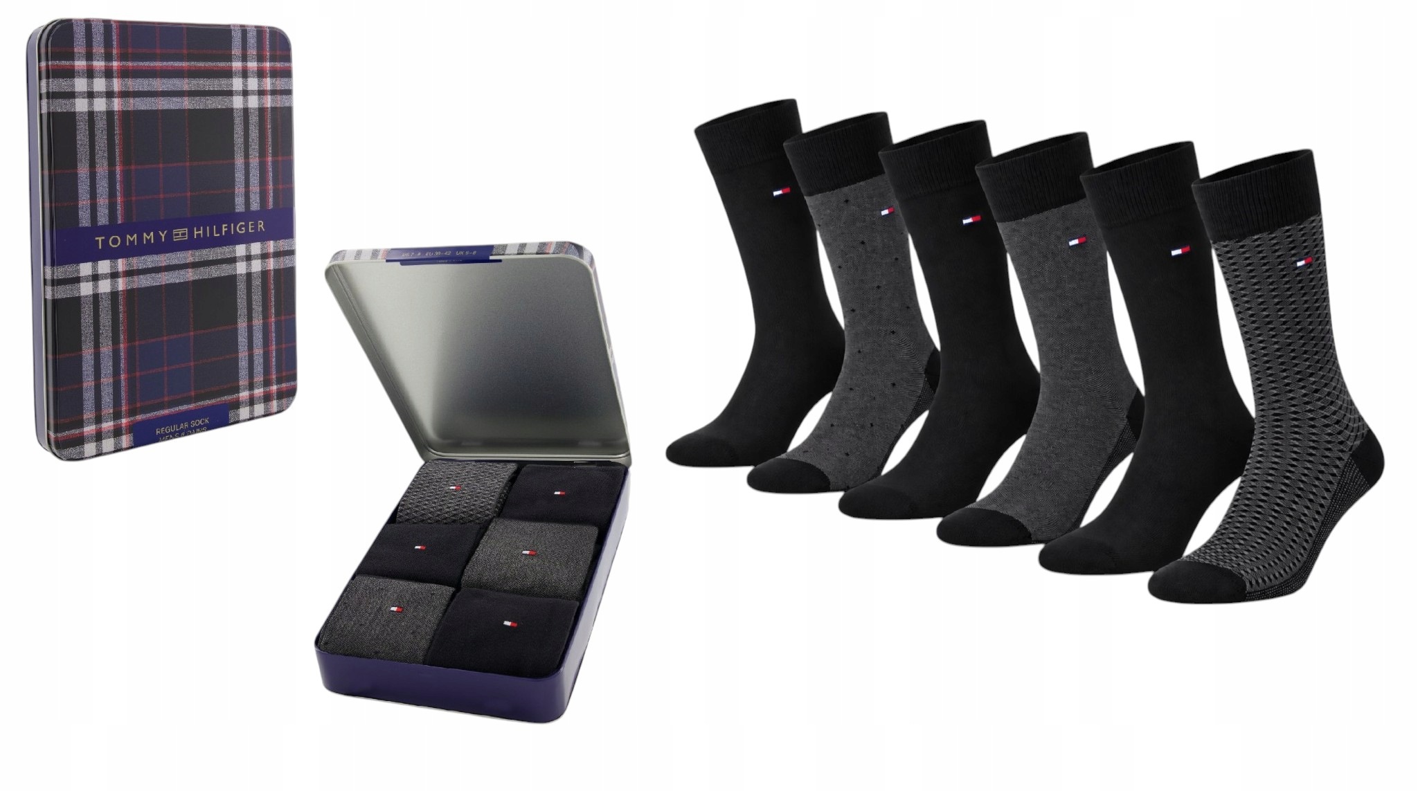 Tommy Hilfiger Ponožky Giftbox Dárek 6P Černé/grafit vel.43-46