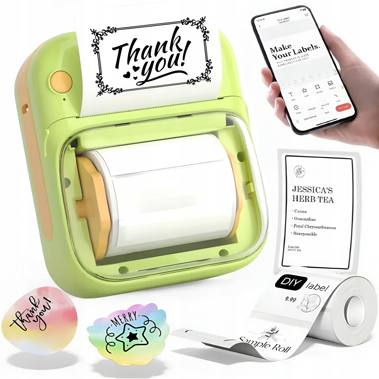 Mini drukarka termiczna etykiet samoprzylepnych aplikacja Bluetooth