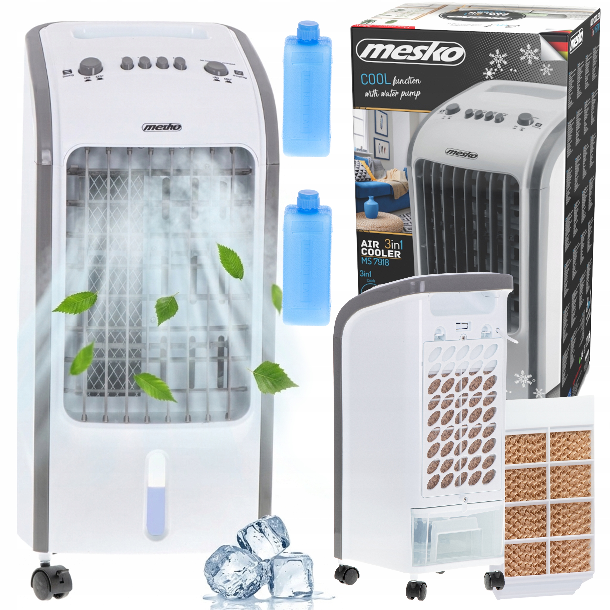 Mini Klimatizace Vodní Ventilátor Přenosný Mobilní Zvlhčovač Vzduchu 3v1 Tichý