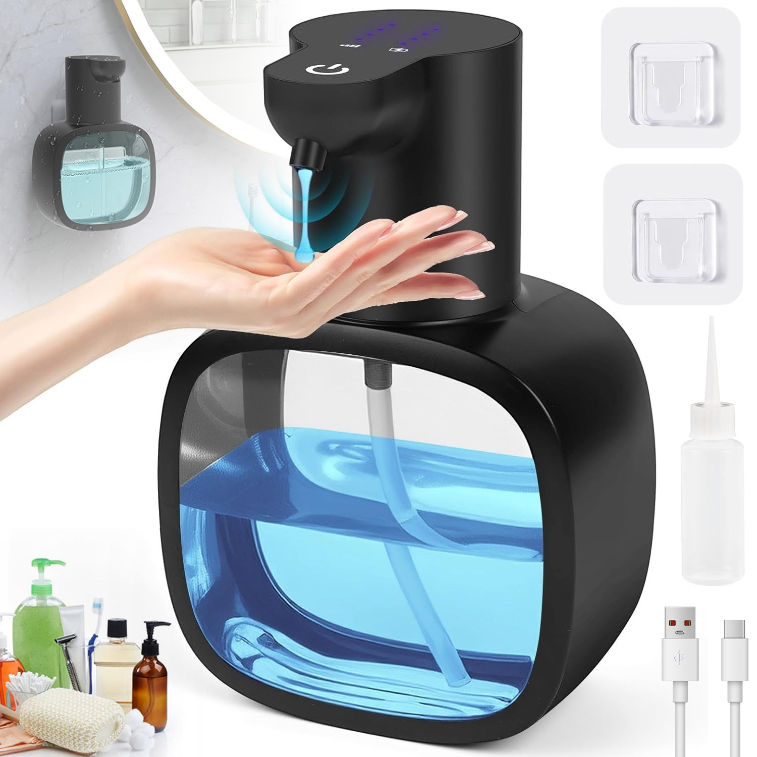 Bezdotykový Dávkovač Mýdla 500 ML Automatický Nástěnný S Usb Senzorem