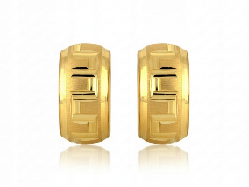 Zlaté náušnice 585 s řeckým vzorem, anglické zapínání pro ni