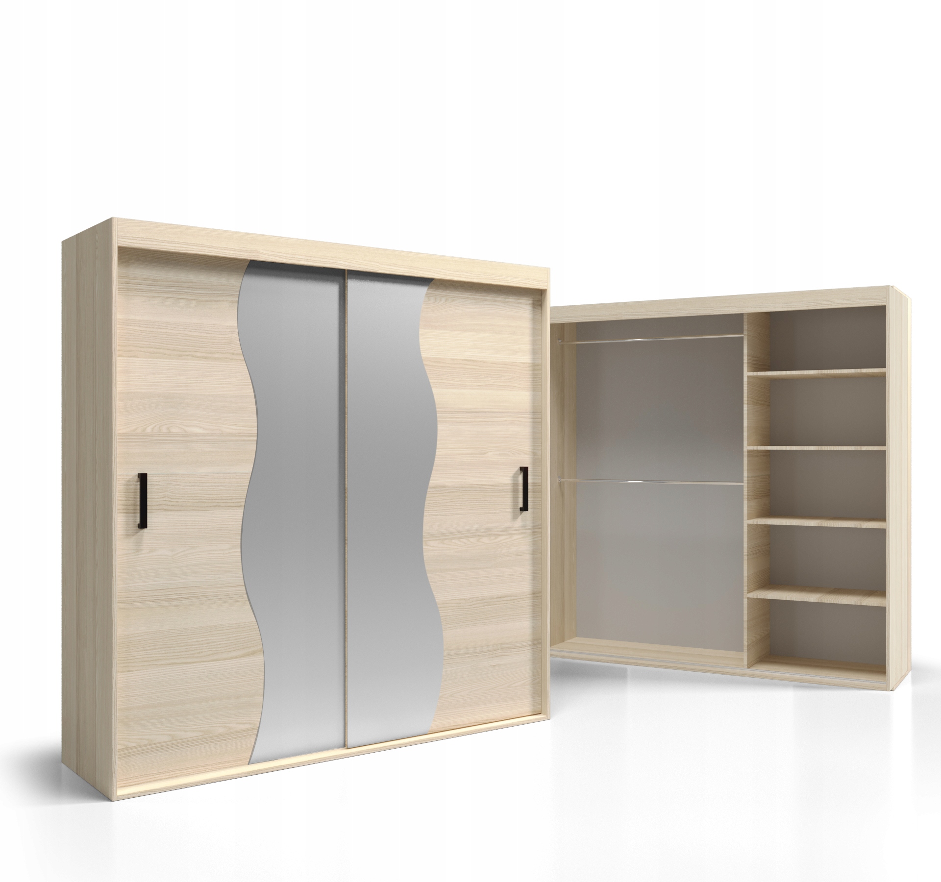 Skříň Posuvná deska 18 mm 170 cm VSZ67 O-sofa 2-dvéřová Zrcadlo 170x205