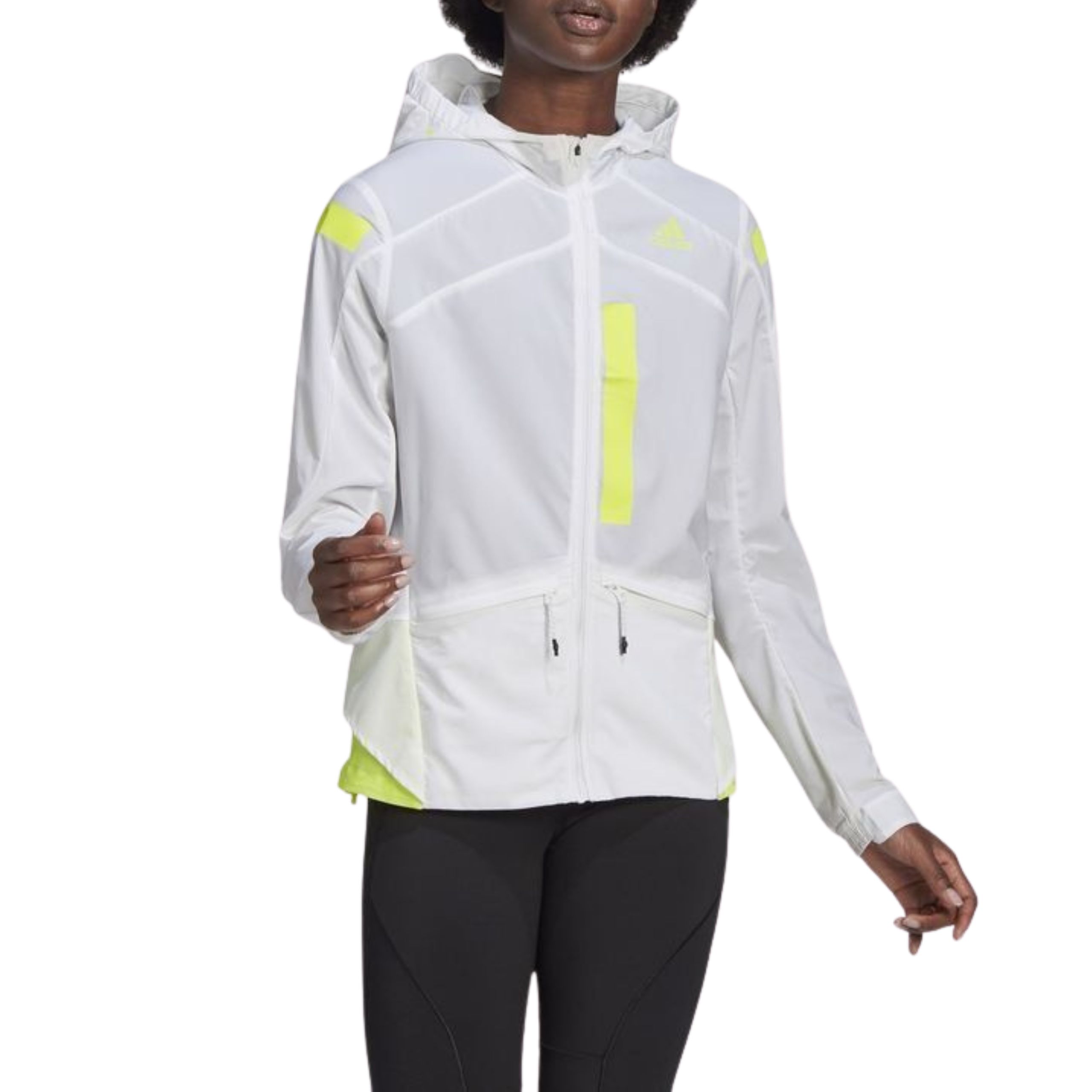 Damska kurtka do biegania biała Adidas Marathon Jkt M