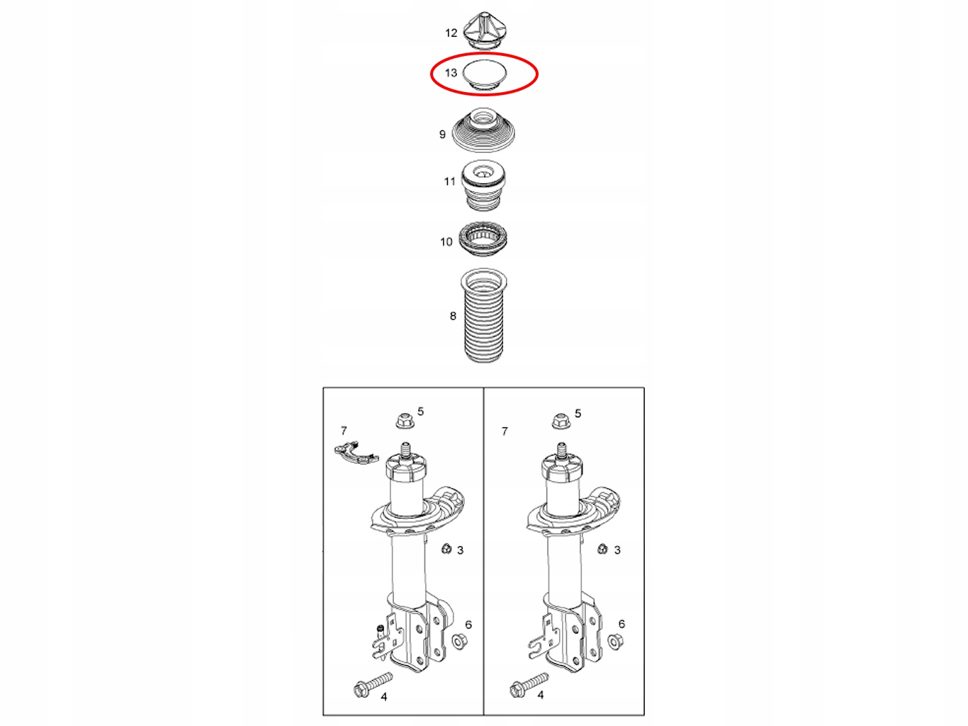 ZAŚLEPKA KOREK AMORTYZATORA OPEL ASTRA H ZAFIRA B Numer katalogowy części 13287508
