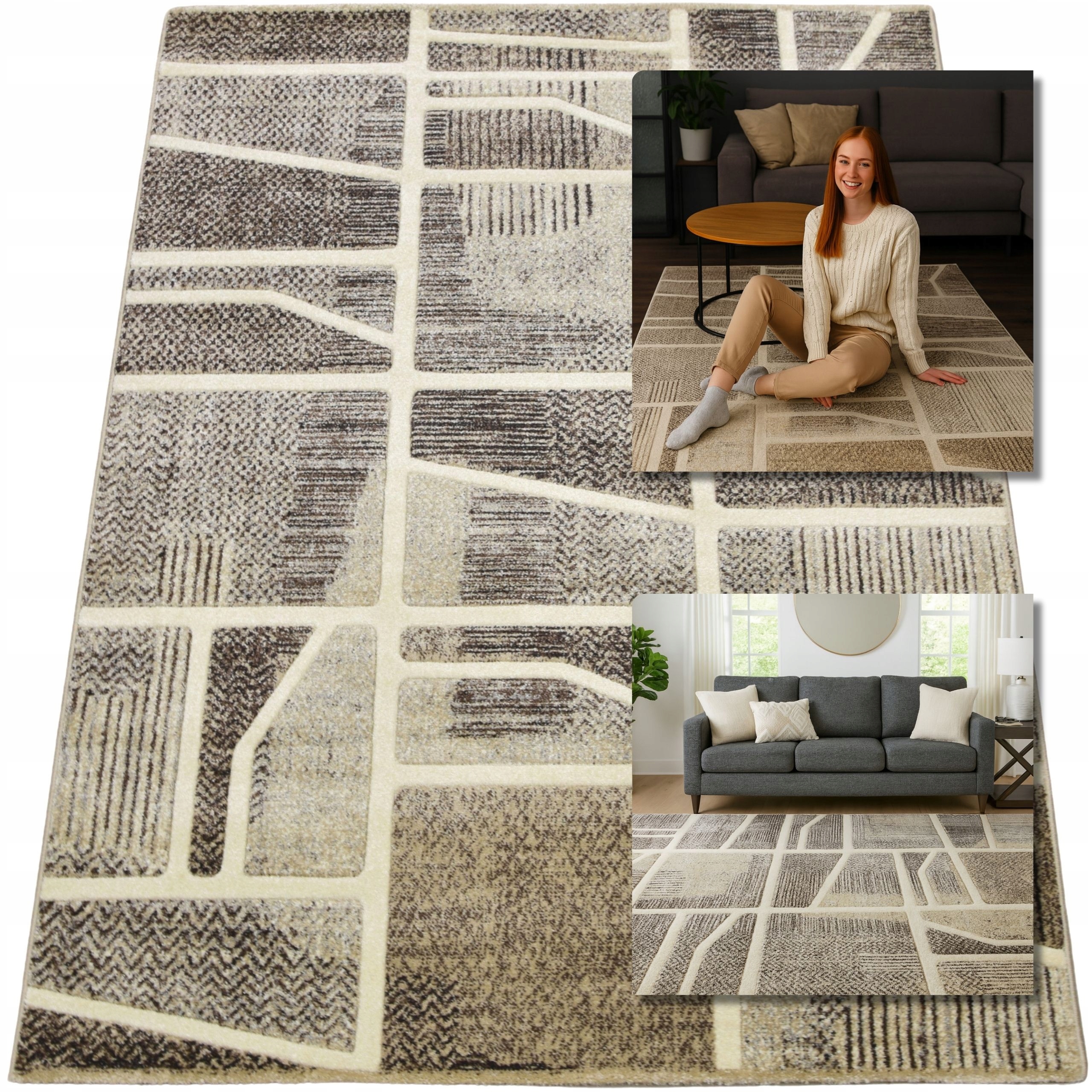 Moderní Koberec Krémový Béžový Koberec Do Obývacího Pokoje Romantic 13 mm 160x230