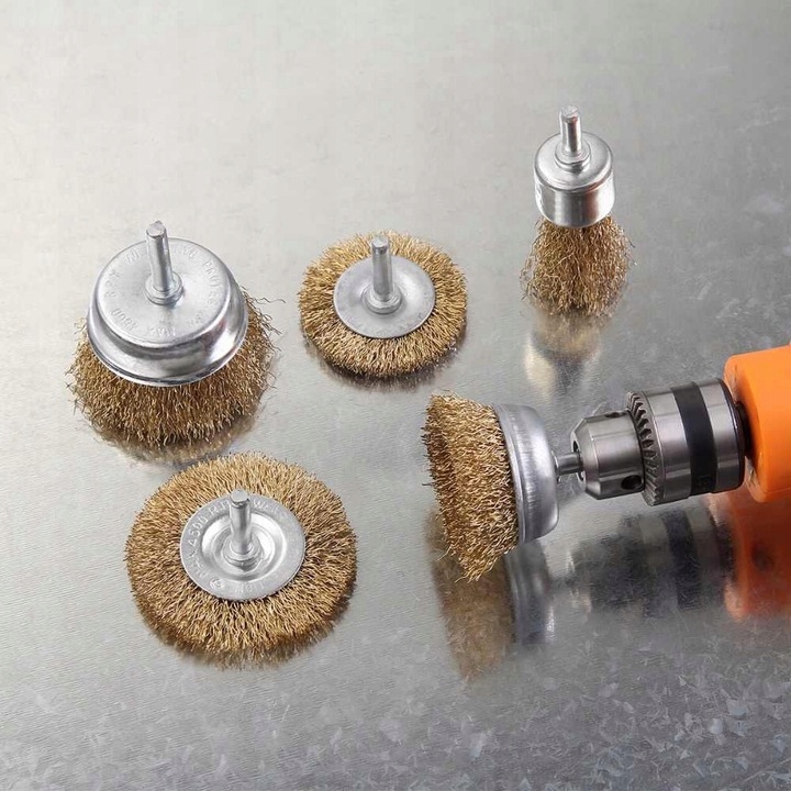 ZESTAW 5 SZT SZCZOTEK DRUCIANYCH DO WIERTARKI WKRĘTARKI STALI METALU DREWNA Marka TurboTools