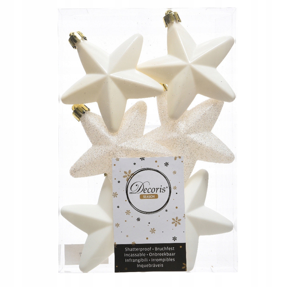 

Bombki choinkowe Gwiazdki białe, 7,5 cm, 6 szt.