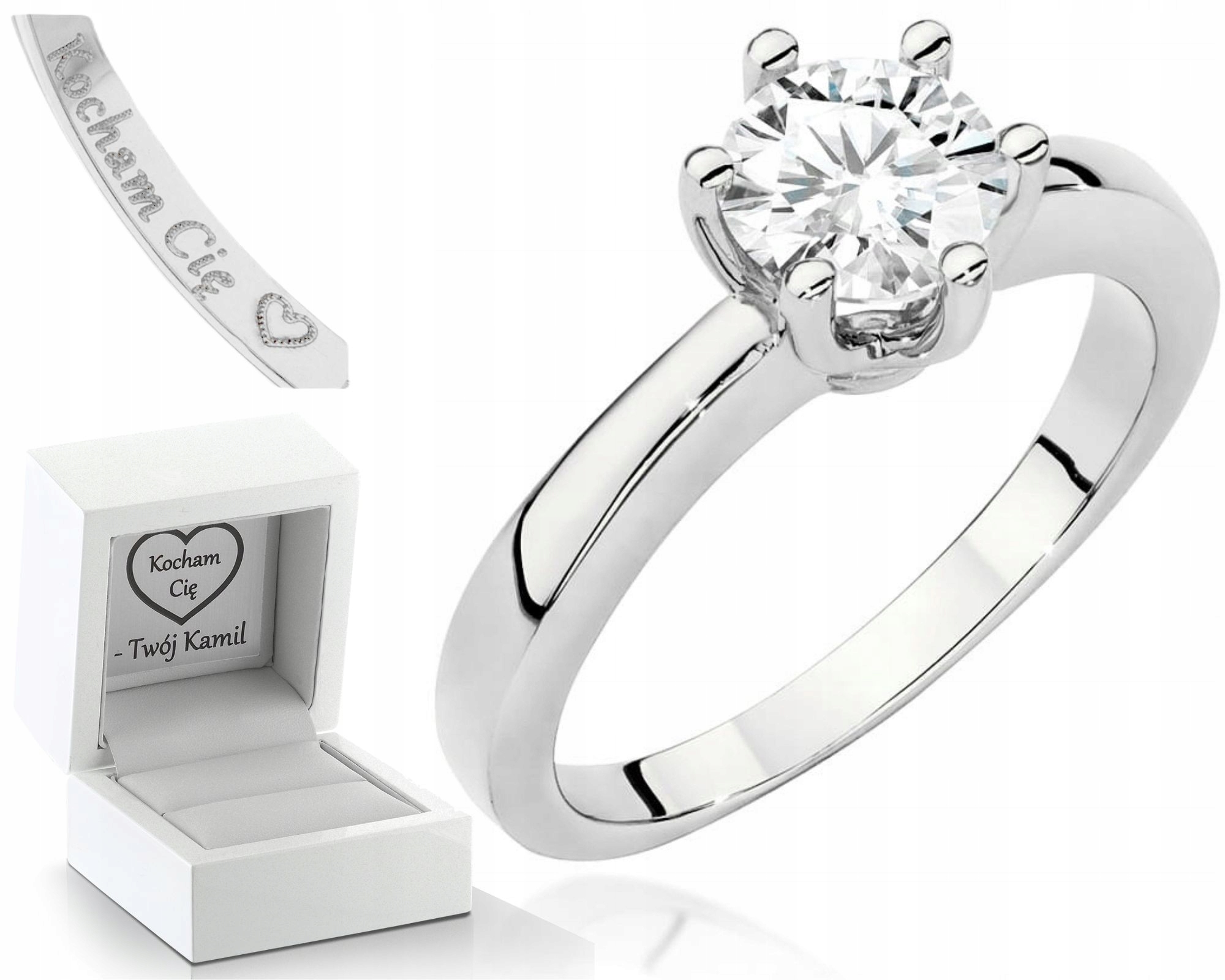Bílé Zlato Prstýnek S Briliantem 585 Gravírování Bonus