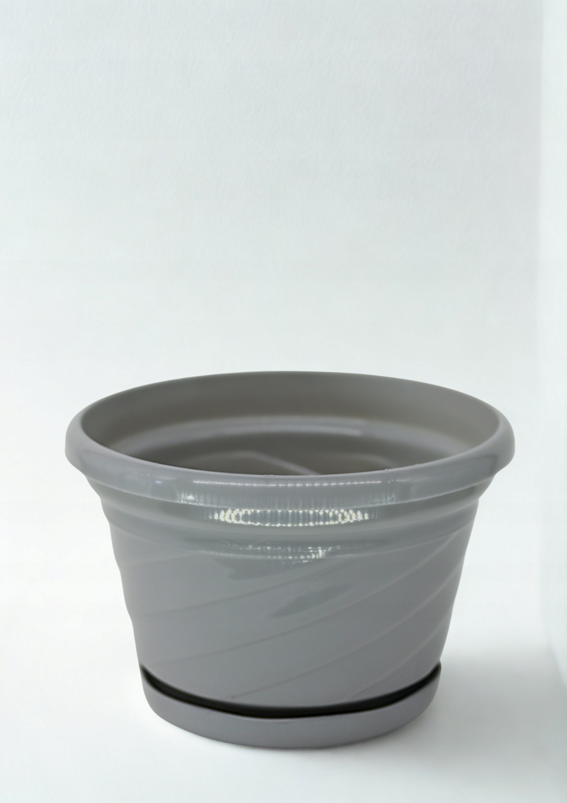 Nowoczesna doniczka z podstawką 15 cm, Eko, UV Odporna, Szara