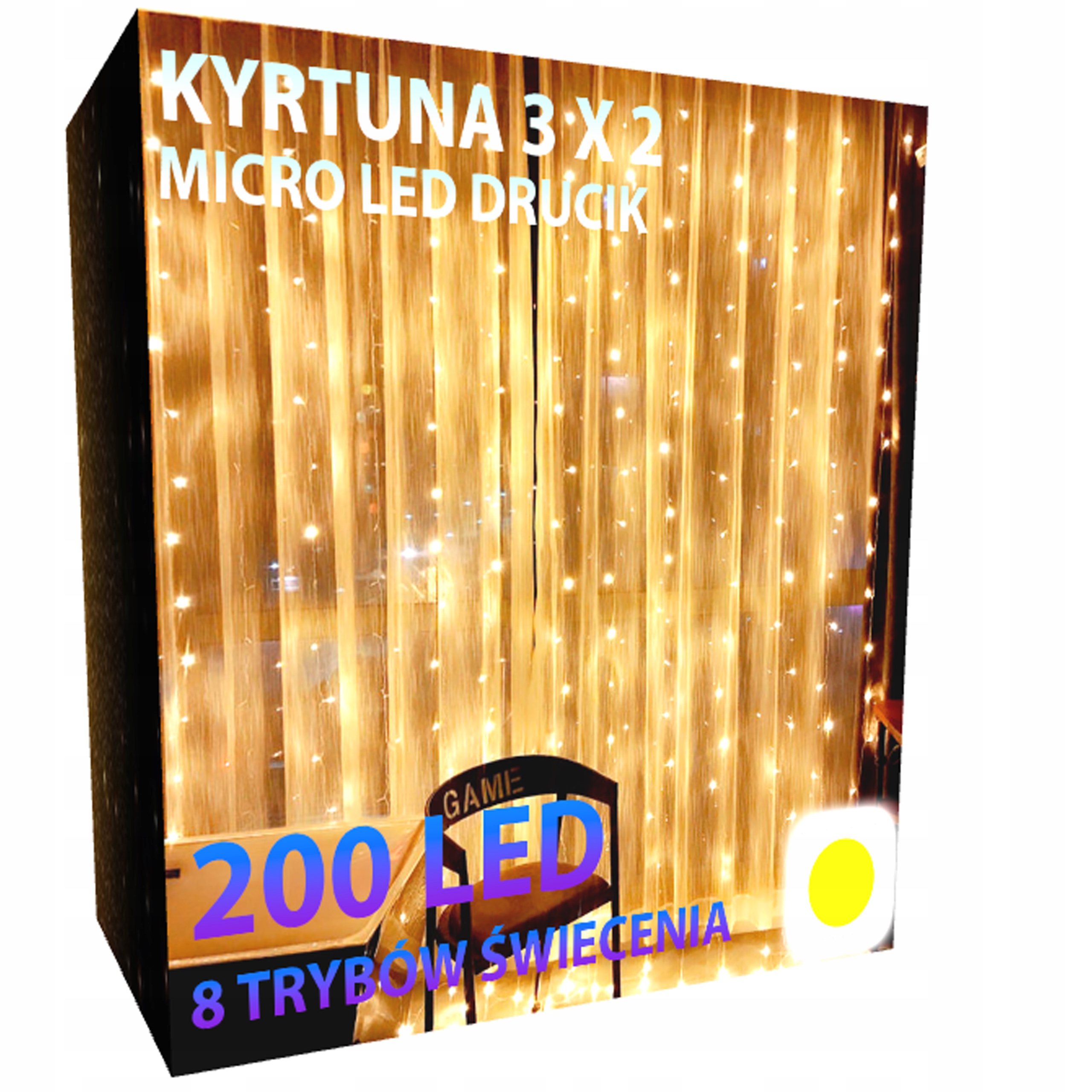

Kurtyna Mikro Led 3 X 2 Drucik Pilot Lampki Ciepły