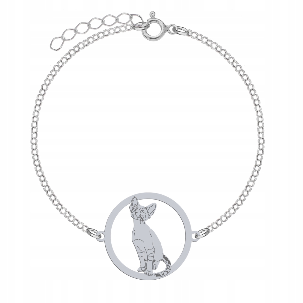 Stříbrný náramek s siamskou kočkou 925 Dárek Šperky Gravírování Bonus
