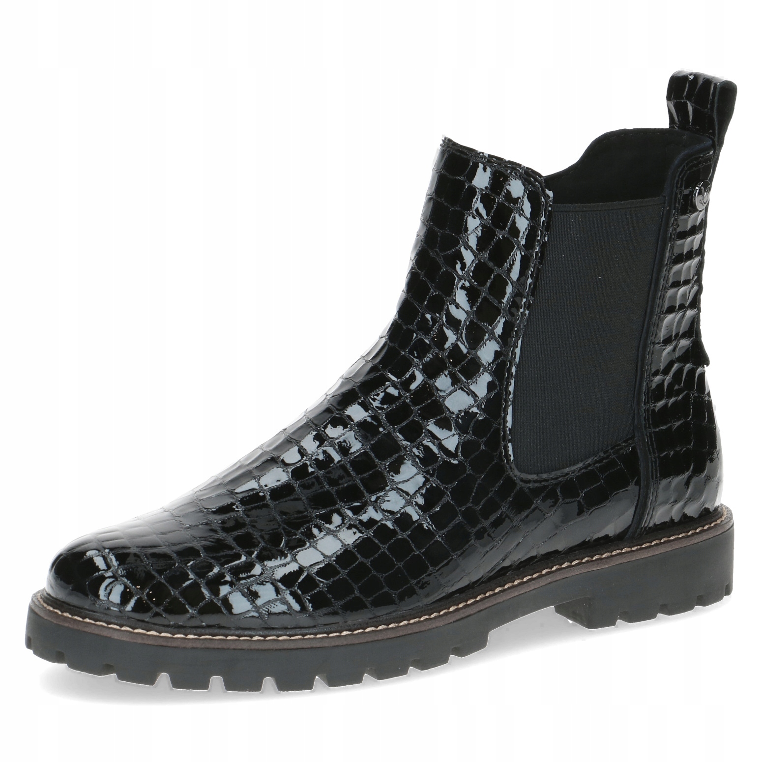 Caprice 25412-45 Černé Kožené Kotníkové Kotníkové Boty Krokolíním Vel. 38