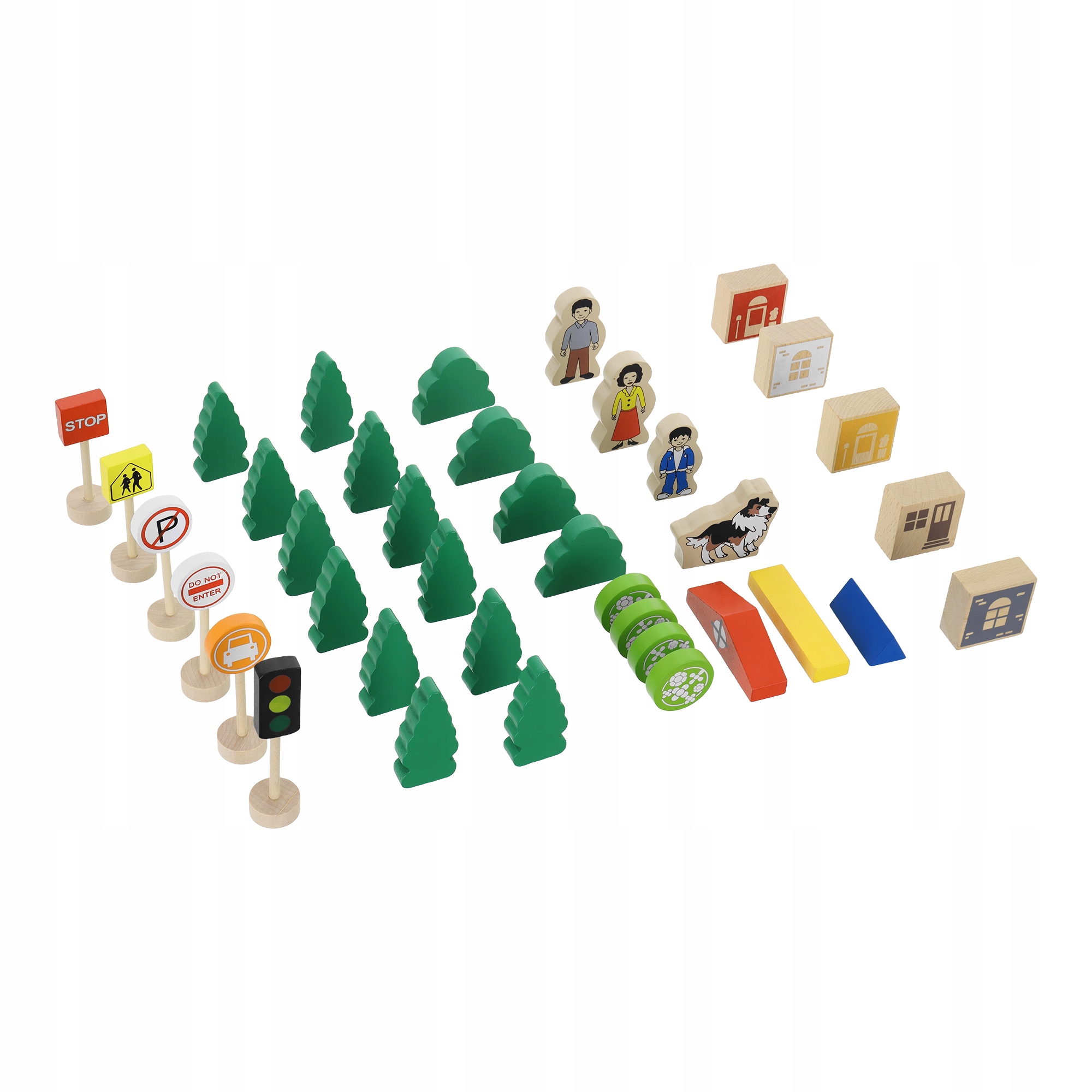 DREWNIANE MIASTECZKO Z KOLEJKĄ POCIĄG NA MAGNES Materiał drewno