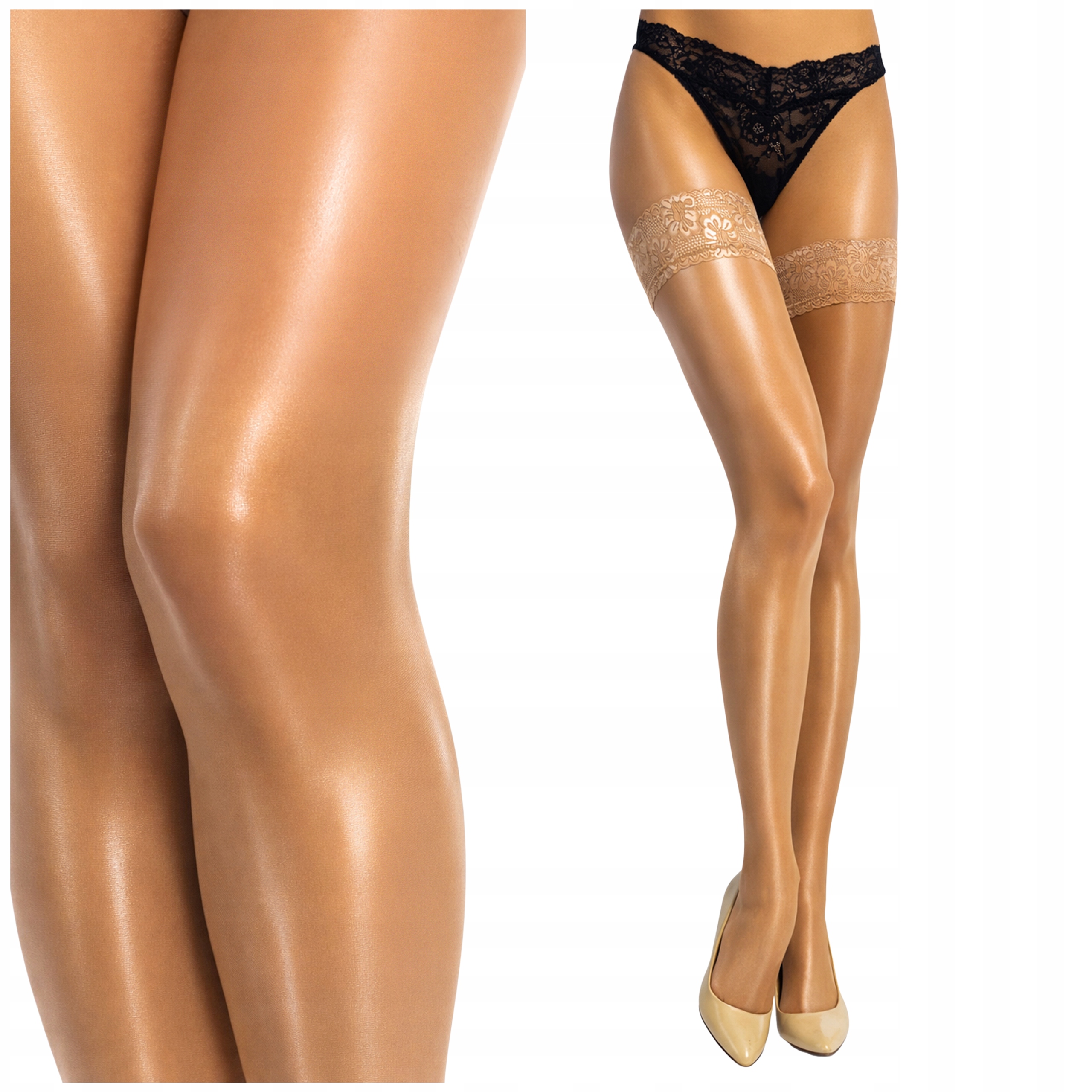 САМОНЕСУЩИЕ ЧУЛКИ АТЛАСНЫЕ ГЛАДКИЕ БЛЕСТЯЩИЕ С КРУЖЕВОМ БЕЖЕВЫЕ ИТАЛЬЯНСКИЕ