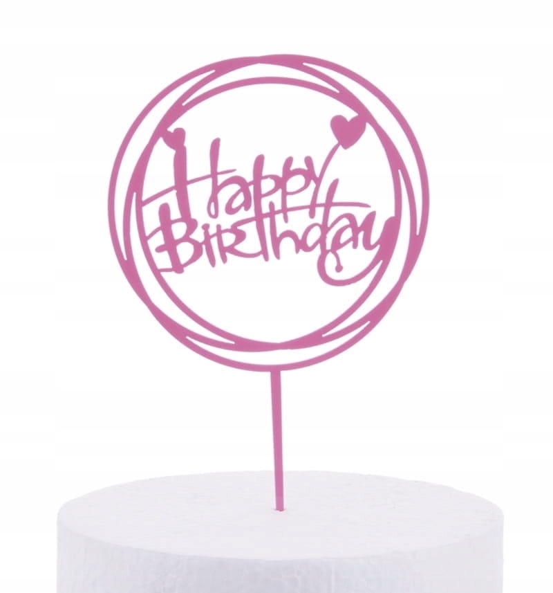 

Topper na tort Happy Birthday różowy koło