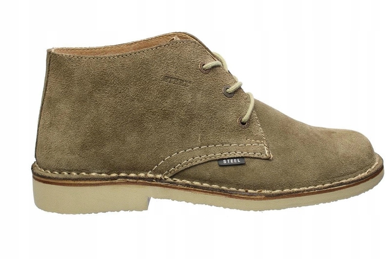 Męskie skórzane półbuty nobukowe trzewiki zamszowe Steel