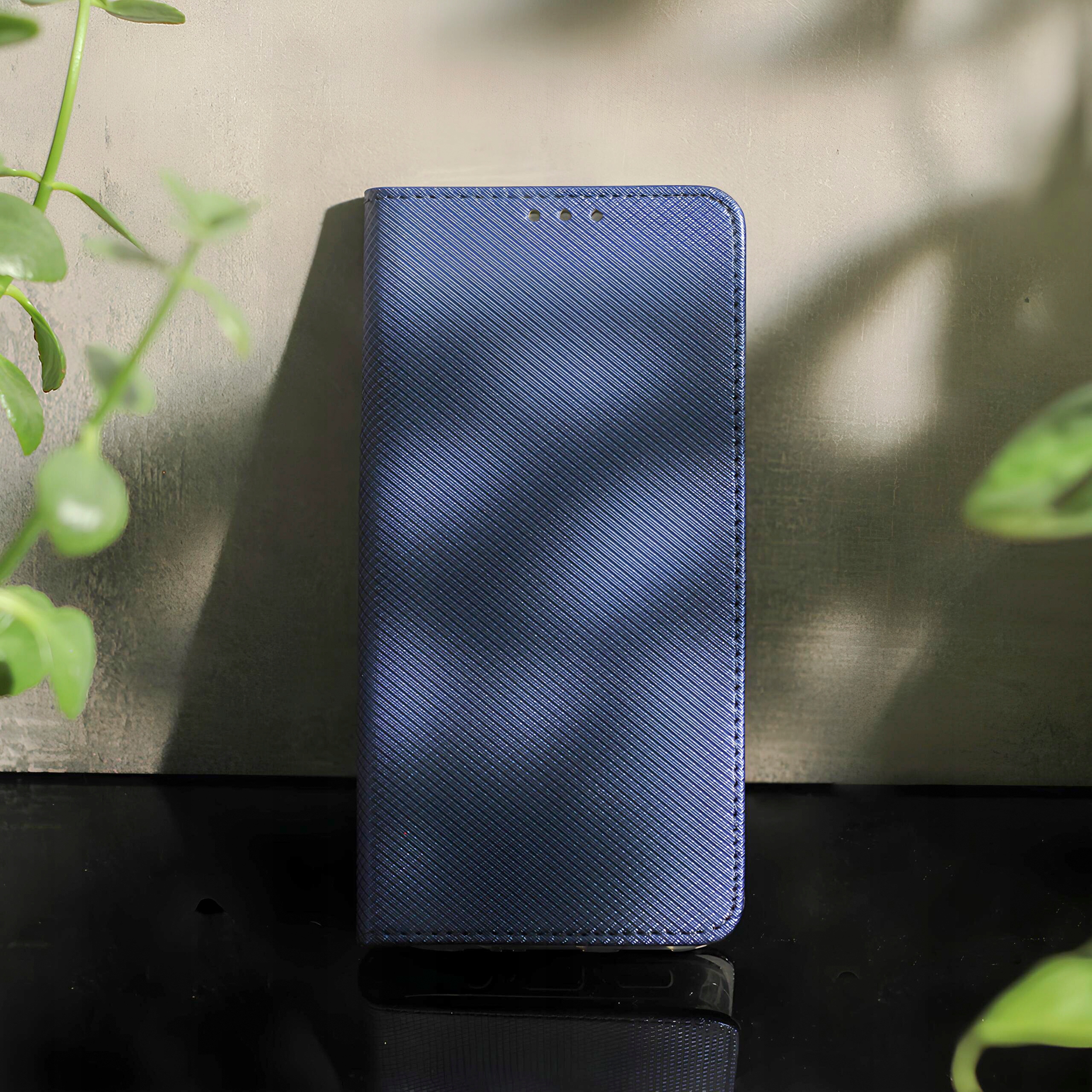 Etui do Samsung Galaxy A12 / M12 SMART MAGNET CASE PORTFEL + SZKŁO Kolor granatowy