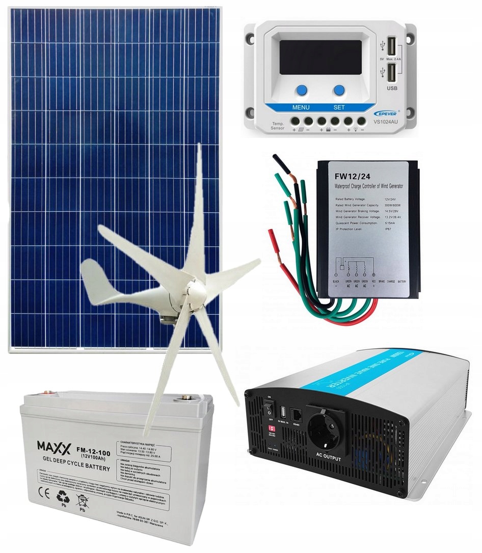 280_300_100_1500 - Вітрова сонячна електростанція 1200W турбіна панель