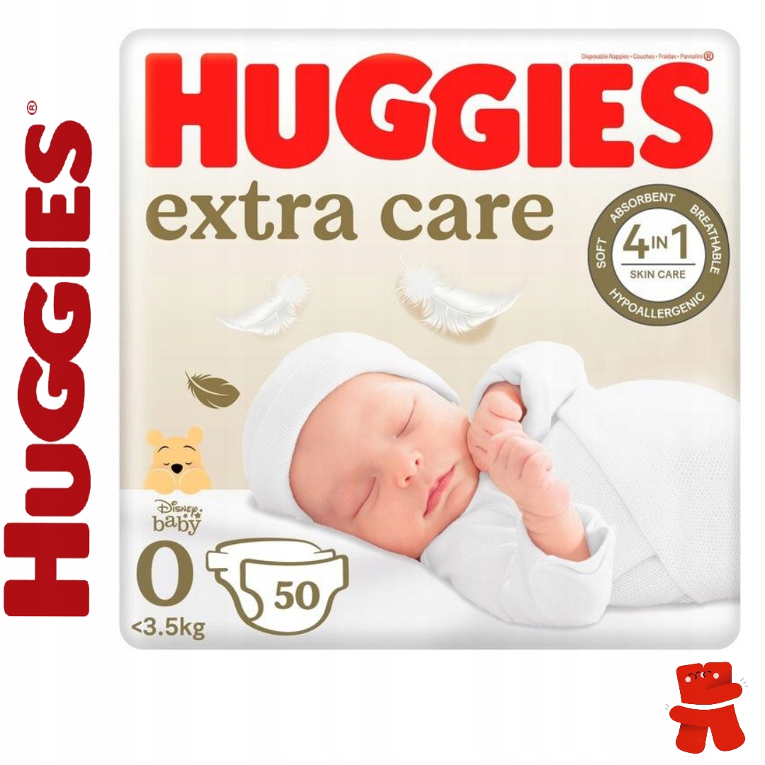 Pieluszki Huggies Extra Care Rozmiar 0 (<3.5kg) 50szt.