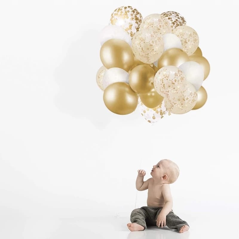 zestaw BALONY złoty biały ze złotym konfetti 30szt Marka inna