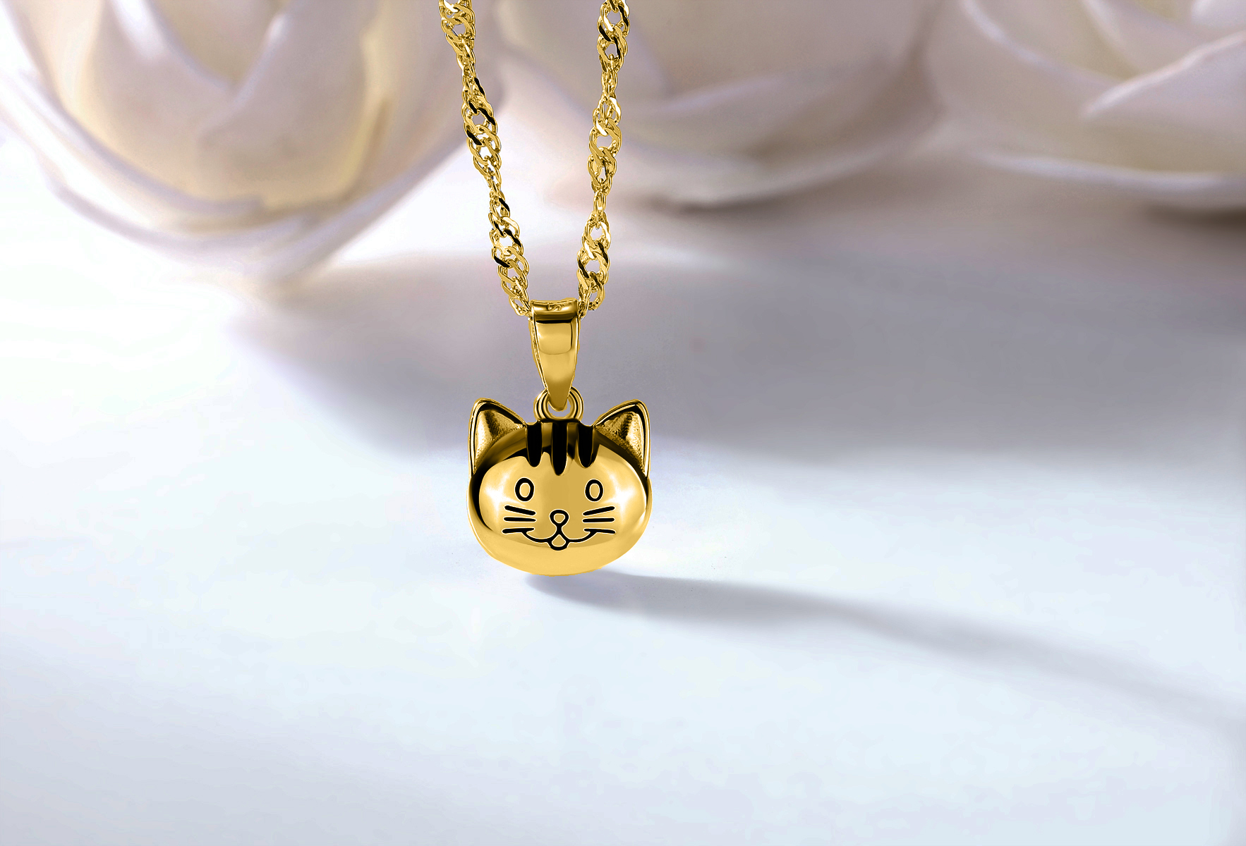 ZŁOTY NASZYJNIK KOT łańcuszek z zawieszką SREBRO Marka Mennica Bydgoska