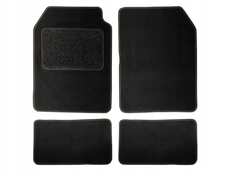 4x Dywaniki samochodowe uniwersalne czarne tekstylne welur wzmocnione