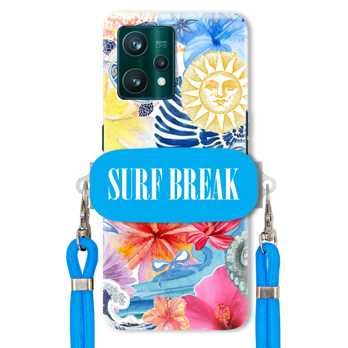 Pouzdro pro Realme 9 Pro Plus Crossbody Blue Držák Surf Break Lata