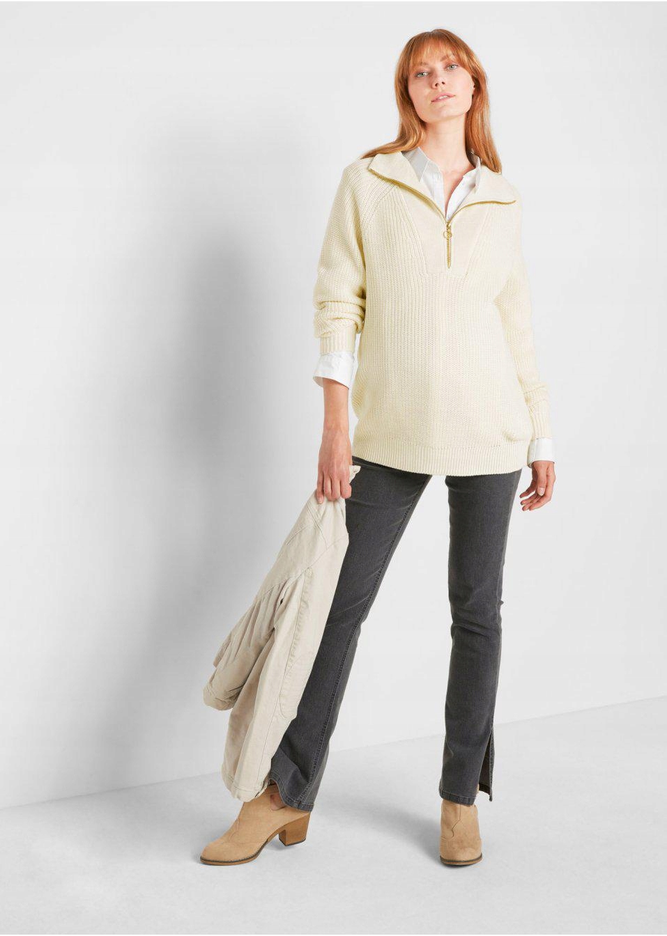 44 Bonprix CIĄŻOWY SWETER DZIANINOWY Rozmiar 44