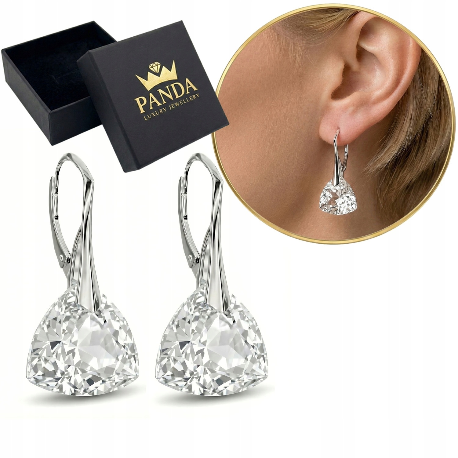 Stříbrné Náušnice 925 Průhledné křišťály Crystal Dárek k narozeninám