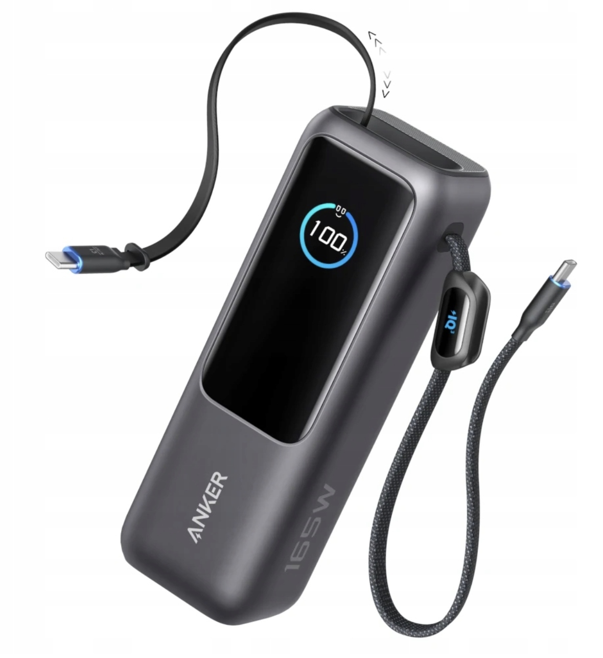 Powerbanka Anker Zolo 25000 mAh 165 W Pd s dvoma káblami Usb-c Čierno-šedá