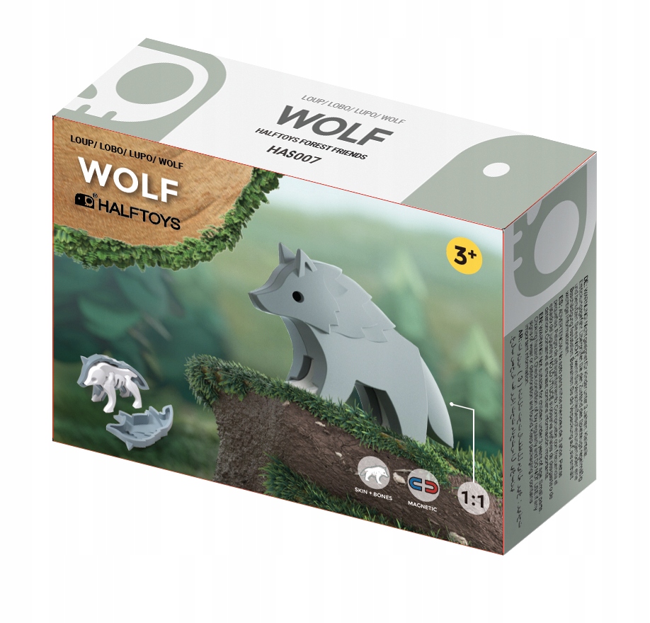 Magnetyczny Składany Wilk ze szkieletem HALFTOYS