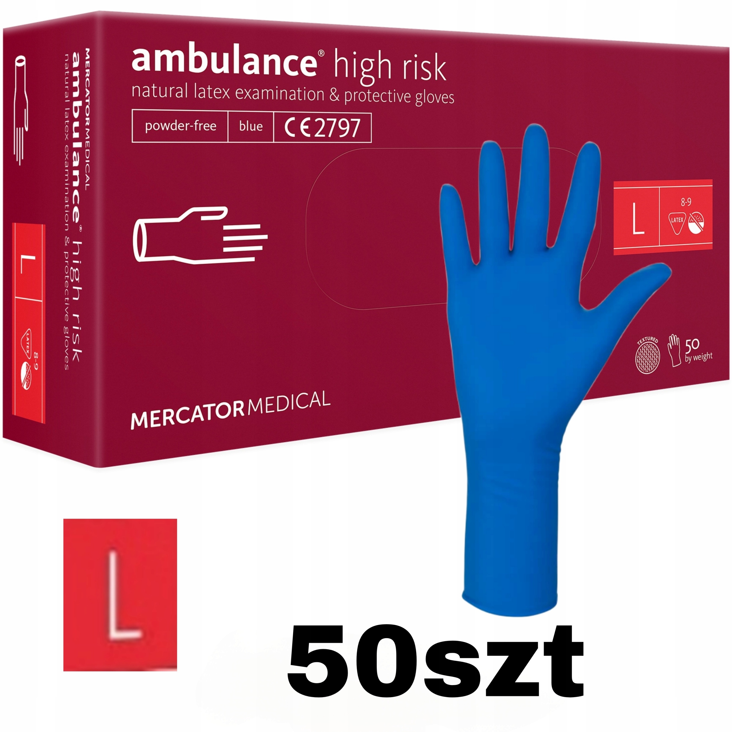 

Rękawiczki lateksowe grube Ambulance High Risk L