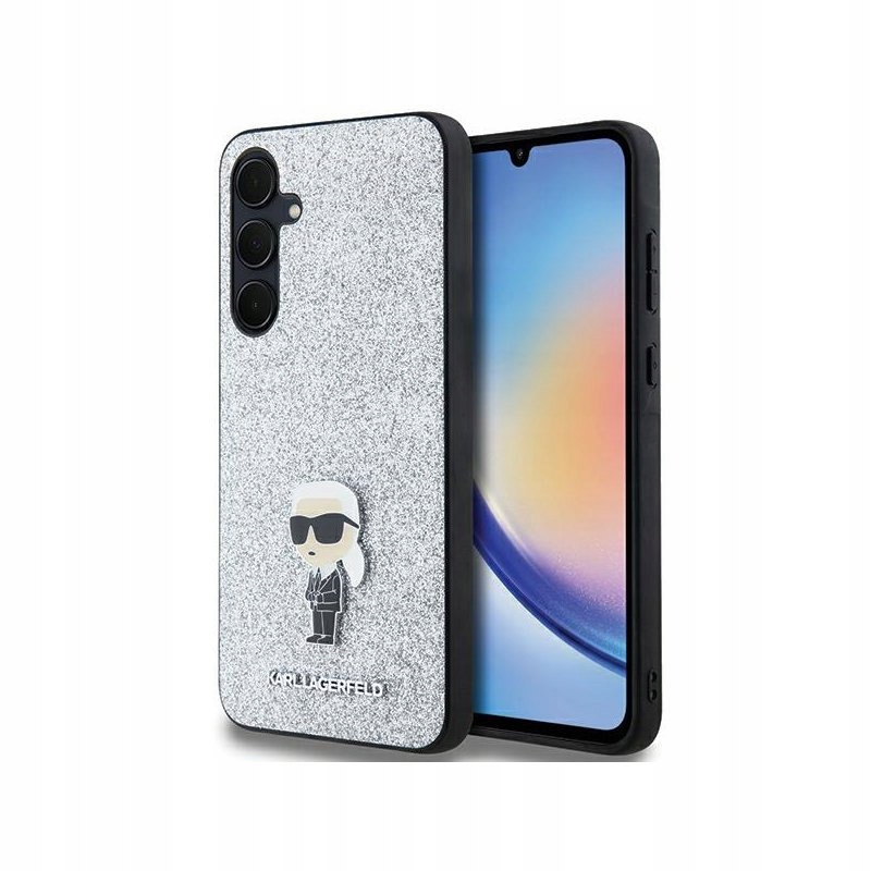 Karl Lagerfeld Fixed Glitter Ikonik Logo Metal Pin Pouzdro pro Samsung Galaxy