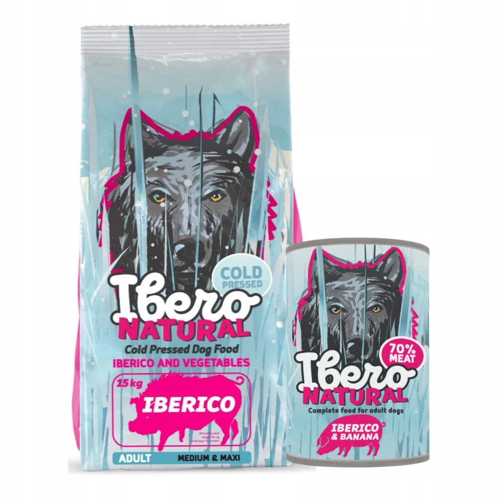 Levně Balíček pro dospělé psy: Ibero Adult Iberico 3 kg Iberico & Banana 400 g