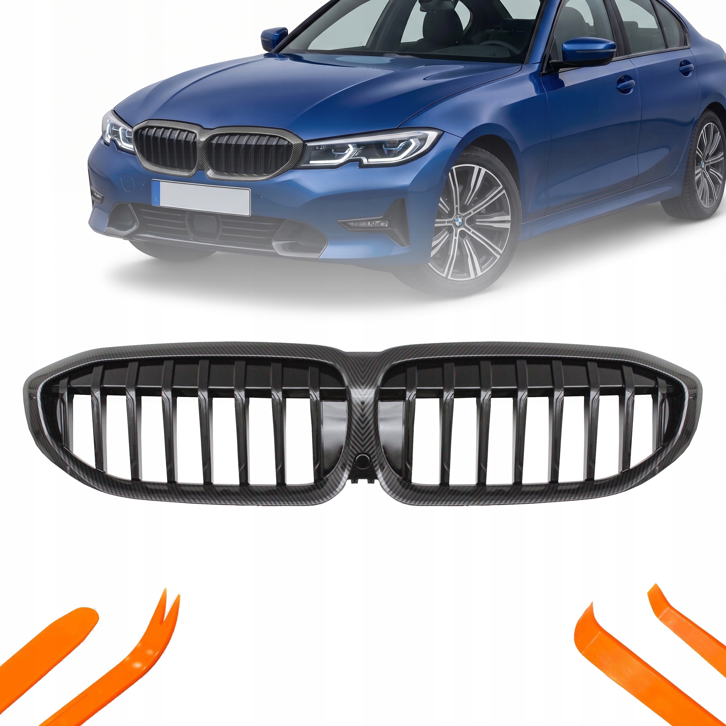 Atrapa Gril Nerki Bmw 1 F40 2020- Černý Karbon 1 ŽEBR0
