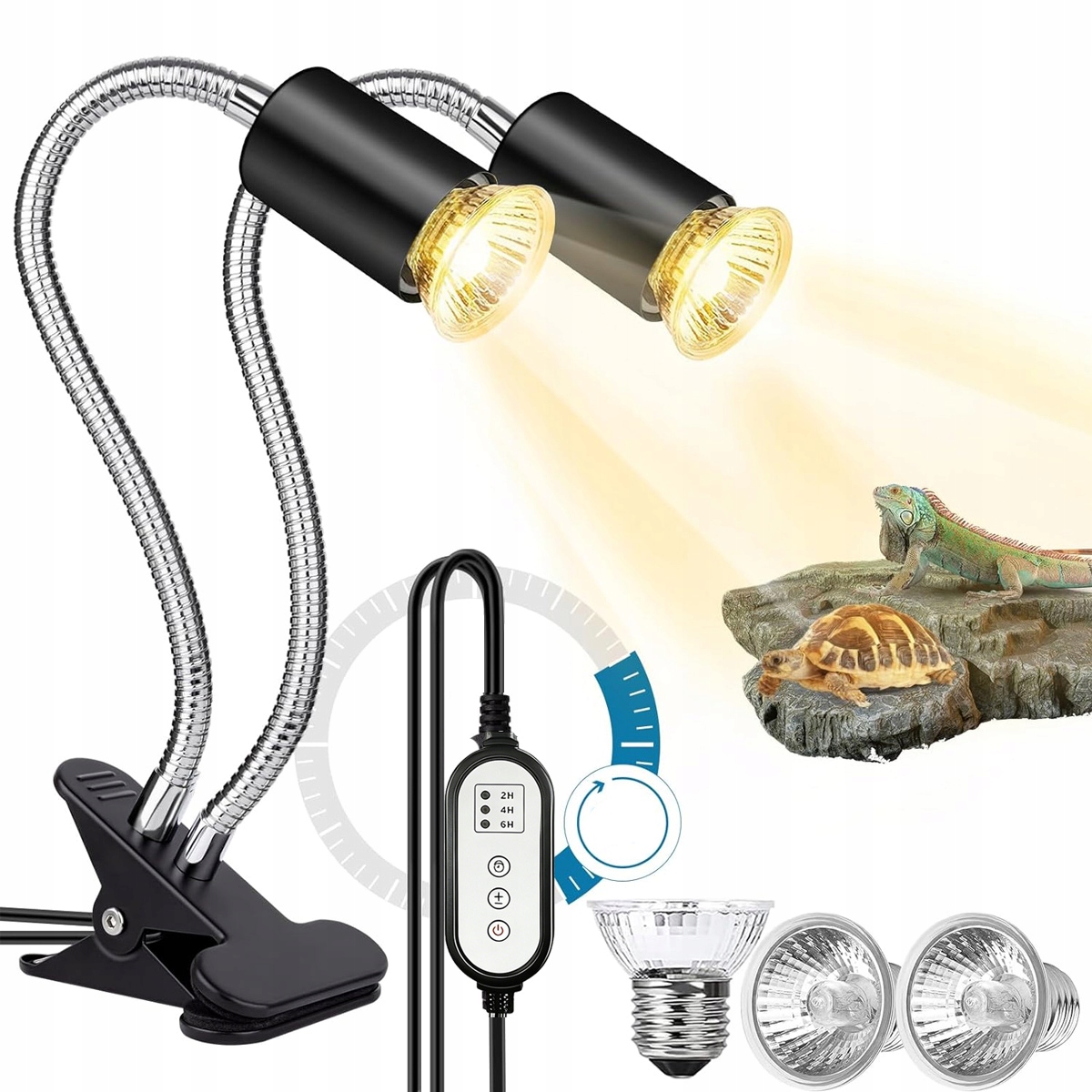 Levně Dvojitá Terarijní Topná Lampa E27 Uva Uvb