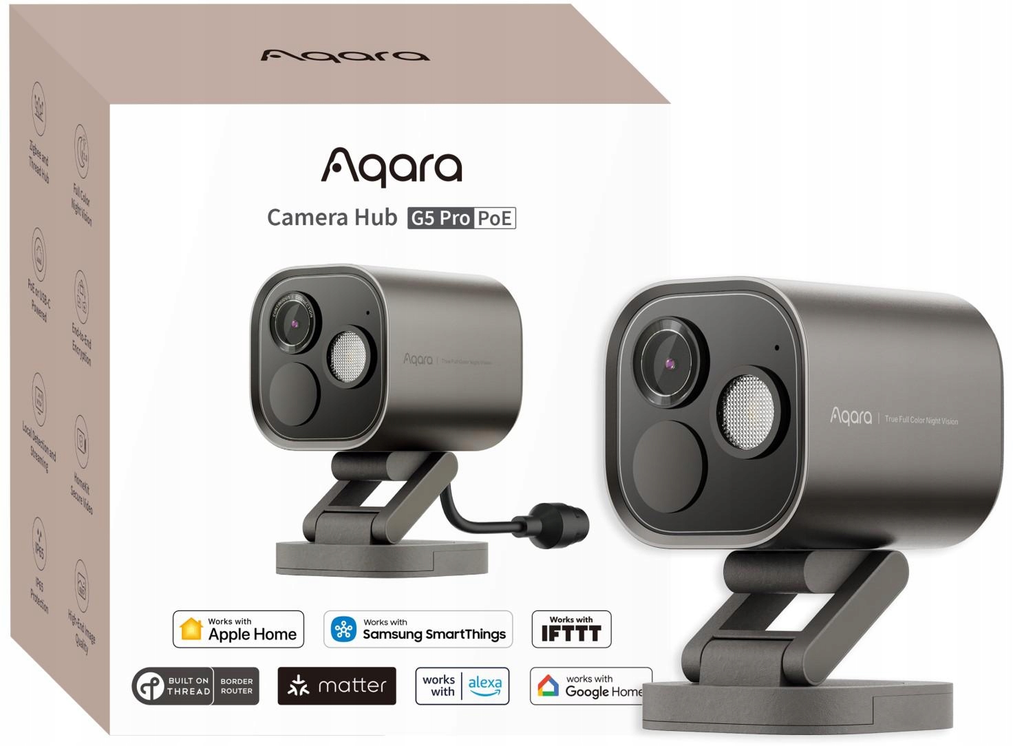Aqara Camera Hub G5 Pro PoE Šedá Ip kamera 1520p, Zigbee, CH-C03D