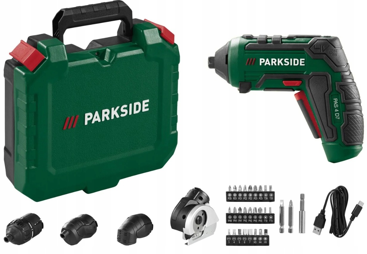 Wkrętarka wkrętak akumulatorowy Parkside 4 V Pas 4 D7 walizka akcesoria