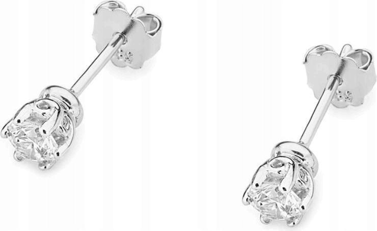 Zlaté náušnice 585 tyčinky s brilianty 1,10 g, elegantní vzor pro ni