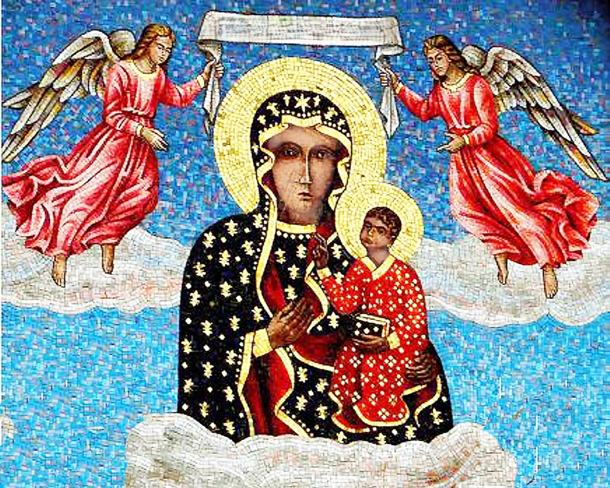 Diamantová výšivka Marie Čenstochová Náboženský anděl Ježíš Velký 80x100 cm