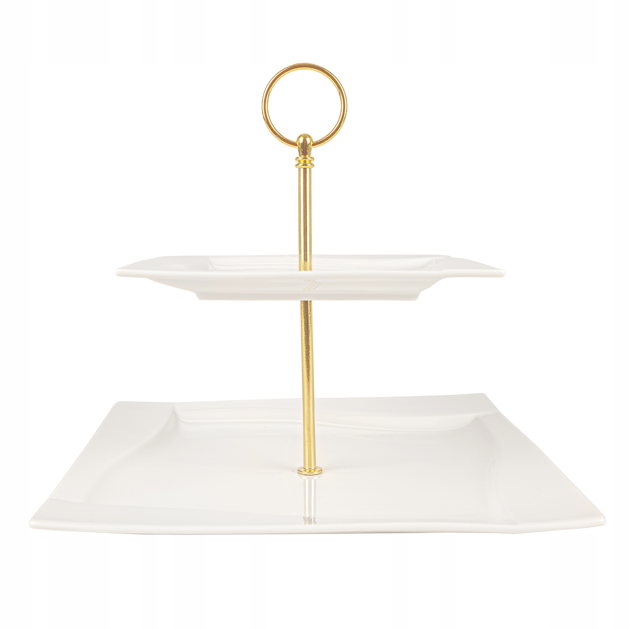 PATERA DWUPOZIOMOWA PORCELANA STOJAK ciasto owoce VIVA ZŁOTA