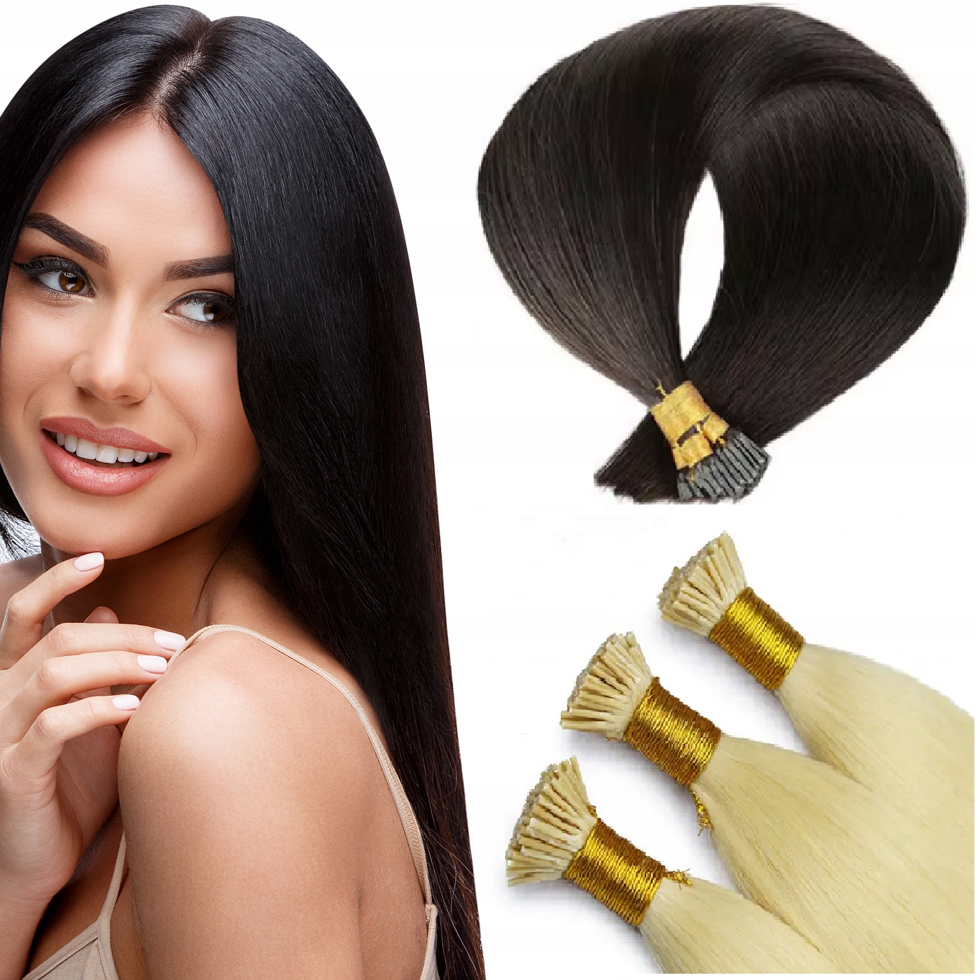 Premium Vlasy Na Mikrokroužky Pramínek 0,8 G Přírodní Kroužky 40 CM černé 1