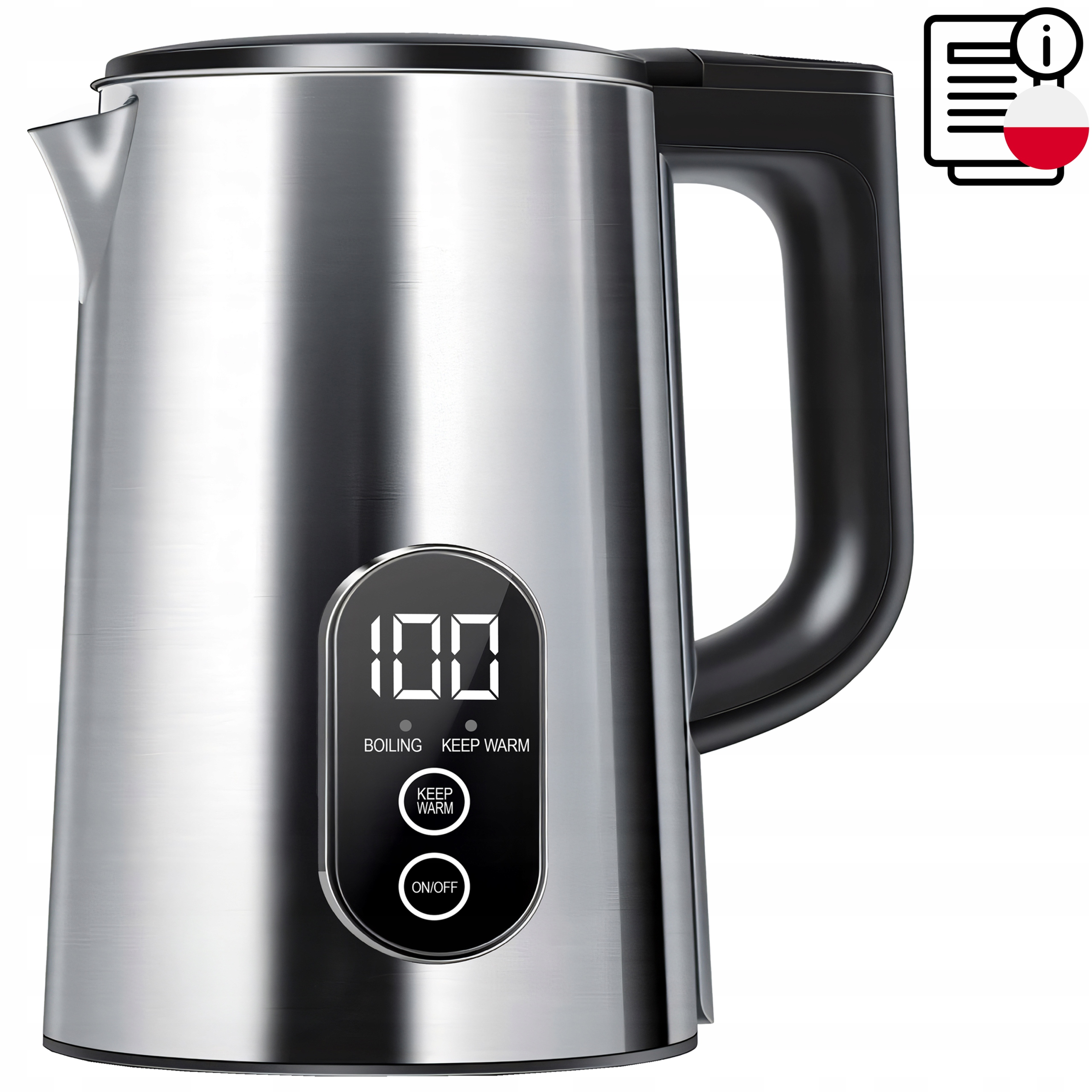 BEZDRÔTOVÁ DOTYKOVÁ RÝCHLOVARNÁ KANVICA 1800 W, REGULÁCIA TEPLOTY 1,8 L Bezpečnosť automatické vypnutie po vybratí zo základne ochrana proti prehriatiu